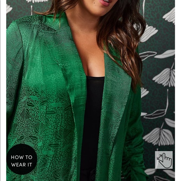 Torrid 2X Sylvia Mollie Green Jacquard Leopard Print Trench Coat NWT - Picture 5 of 8